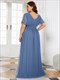Plus Size Großhandel Abend Partykleid A-Linie Empire Taille Chiffon