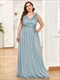 Double V Neck Maxi Long Plus Size Evening Dresses For Party