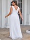 Double V Neck Maxi Long Plus Size Evening Dresses For Party