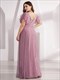 Plus Size Double V Neck Lace Evening Dresses With Ruffle Sleeves