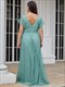Plus Size Double V Neck Lace Evening Dresses With Ruffle Sleeves