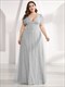 Plus Size Double V Neck Lace Evening Dresses With Ruffle Sleeves
