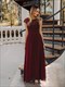 Lacey Neckline Open Back Ruched Bust Evening Dresses