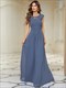 Lacey Neckline Open Back Ruched Bust Evening Dresses