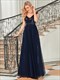 Pailletten Ärmelloses Abendkleid Großhandel Hohe Taille Tüll