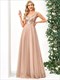 Pailletten Ärmelloses Abendkleid Großhandel Hohe Taille Tüll