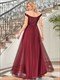 Pailletten Ärmelloses Abendkleid Großhandel Hohe Taille Tüll