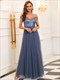 Pailletten Ärmelloses Abendkleid Großhandel Hohe Taille Tüll