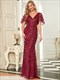Fishtail Wholesale Party Dress Gorgeous V Neck Leaf-Sequined