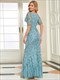 Fishtail Wholesale Party Dress Gorgeous V Neck Leaf-Sequined