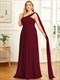 Long Evening Dresses One Shoulder Chiffon Ruffles Plus Size