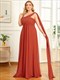 Long Evening Dresses One Shoulder Chiffon Ruffles Plus Size
