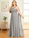 Long Evening Dresses One Shoulder Chiffon Ruffles Plus Size