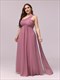 Long Evening Dresses One Shoulder Chiffon Ruffles Plus Size