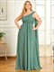 Long Evening Dresses One Shoulder Chiffon Ruffles Plus Size