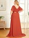 Evening Dresses Glamorous Double V-Neck Ruffles Padded Plus Size