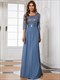 Patchwork Wholesale Evening Dress Elegant Round Neckline Sequins