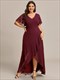 Wholesale Bridesmaid Dresses Neck High Low Ruffles Chiffon Plus V