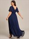 Wholesale Bridesmaid Dresses Neck High Low Ruffles Chiffon Plus V