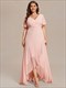 Wholesale Bridesmaid Dresses Neck High Low Ruffles Chiffon Plus V