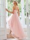 Appliques Wholesale Prom Kleid High Low Mesh