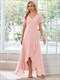 Wholesale Brautjungfernkleid V Neck High Low Ruffles Chiffon