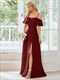 Evening Dresses Off Shoulder Floor Length A Line Sleeveless Wholesale Knitted
