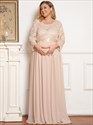 A-Line Floor-Length Wholesale Maternity Dresses Round Neck Plus Size