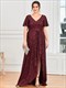 Deep V Neck Short Ruffles Sleeves A Line Wholesale Evening Dresses