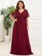 Plus Simple V Neck Short Ruffles Sleeves A Line Wholesale Evening Dresses
