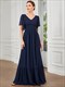 Simple V Neck Short Ruffles Sleeves A Line Wholesale Evening Dresses