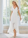 Robes de soirée en gros col V profond, manches courtes transparentes, coupe ligne A