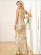 Shiny Deep V Neck Sleeveless Fishtail Wholesale Evening Dresses
