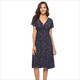 V-Neck Flutter Sleeve Tea Length Floral Print Dress With Belt