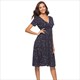 V-Neck Flutter Sleeve Tea Length Floral Print Dress With Belt