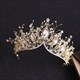 Rhinestone Crystal Gold Color Tiara Crown Earrings Necklace Wedding Bride Luxury Jewelry Set