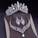 Sparkling Rhinestone Crystal Tiara And Bridal Jewelry Set - Pink
