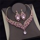Sparkling Rhinestone Crystal Tiara And Bridal Jewelry Set - Pink