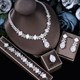 Elegant Women Wedding Jewellery Leaf Drop Bridal Necklace Bracelet And Earrings Jewelry Sets African Cz Crystal