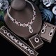 Elegant Women Wedding Jewellery Leaf Drop Bridal Necklace Bracelet And Earrings Jewelry Sets African Cz Crystal