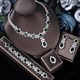 Elegant Women Wedding Jewellery Leaf Drop Bridal Necklace Bracelet And Earrings Jewelry Sets African Cz Crystal