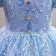 Girls Long Elegant Birthday Party Dress Pink Blue Formal Ball Gown