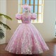 Girls Long Elegant Birthday Party Dress Pink Blue Formal Ball Gown