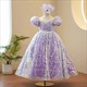 Girls Long Elegant Birthday Party Dress Pink Blue Formal Ball Gown