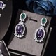 Green Purple Cubic Zircon Bridal Jewelry Set 4Pcs Luxury Statement