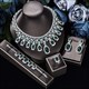 Green Purple Cubic Zircon Bridal Jewelry Set 4Pcs Luxury Statement