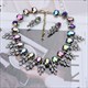 Lila Kristall Strass Statement Choker Halskette Großer Kragen Bib Schmuck