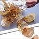 Retro Goldfarbene Ketten-Choker-Halskette mit Übergroßem Blumenanhänger