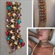 Luxus Kristall Rhinestone Choker-Halsketten Große Bib Großer Kragen Maxi Statement-Halskette Hochzeitsschmuck Boho Ethno Indische Damen