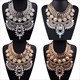 Boho Ethnic Big Bib Maxi Choker Women Jewellery Rhinestone Large Collar Necklace Statement Crystal Vintage Indian Girl